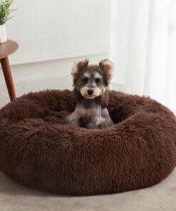 WESTERN HOME WH Calming Dog & Cat Bed, Anti-Anxiety Donut Cuddler Warming Cozy Soft Round Bed, Fluffy Faux Fur Plush Cushion Bed for Small Medium Dogs and Cats (20