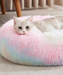 WESTERN HOME WH Calming Dog & Cat Bed, Anti-Anxiety Donut Cuddler Warming Cozy Soft Round Bed, Fluffy Faux Fur Plush Cushion Bed for Small Medium Dogs and Cats (20