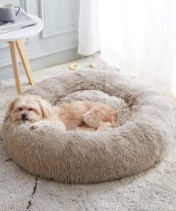 WESTERN HOME WH Calming Soft Round Dog & Cat Bed, Anti-Anxiety Donut Cuddler Warming Cozy Fluffy Faux Fur Plush Cushion Bed for Small Medium Dogs and Cats (20