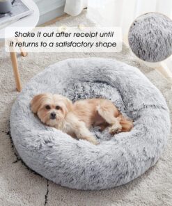 WESTERN HOME WH Calming Soft Round Dog & Cat Bed, Anti-Anxiety Donut Cuddler Warming Cozy Fluffy Faux Fur Plush Cushion Bed for Small Medium Dogs and Cats (20