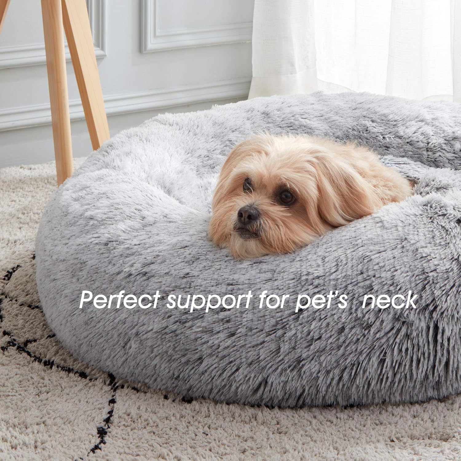 WESTERN HOME WH Calming Soft Round Dog & Cat Bed, Anti-Anxiety Donut Cuddler Warming Cozy Fluffy Faux Fur Plush Cushion Bed for Small Medium Dogs and Cats (20"/24"/27"/30"),...