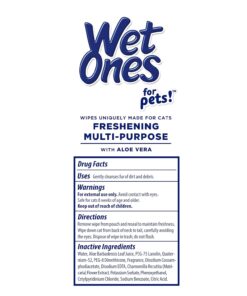 Wet Ones for Cats Freshening Wipes, Multi-Purpose Cat Grooming Wipes with Aloe Vera, Helps Remove Dirt, Odor, and Dander Between Baths, Fresh Scent, 50 Count