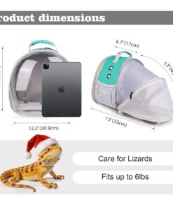WEVONIGU Expandable Small Animal Backpack Carrier with Clear Bubble Window Large Space Travel Cage for Hedgehog Rat Parrot,Bearded Dragon,Sugar Glider,Airline Approved (Green,...