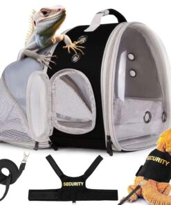 WEVONIGU Expandable Small Animal Backpack Carrier with Clear Bubble Window Large Space Travel Cage for Hedgehog Rat Parrot,Bearded Dragon,Sugar Glider,Airline Approved (Green,...