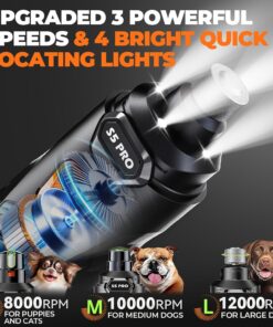 Whisper Quiet Dog Nail Grinder with 4 LED Lights, Safe & Stress-Free for Sensitive Dogs Cats of All Breeds & Sizes, 3 Grinding Bits, 3-Speed, Pet Nail Trimmers, Rechargeable...