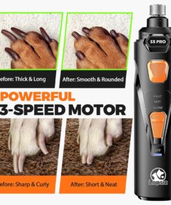 Whisper Quiet Dog Nail Grinder with 4 LED Lights, Safe & Stress-Free for Sensitive Dogs Cats of All Breeds & Sizes, 3 Grinding Bits, 3-Speed, Pet Nail Trimmers, Rechargeable...