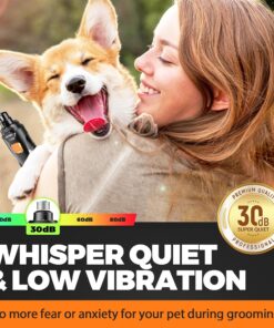 Whisper Quiet Dog Nail Grinder with 4 LED Lights, Safe & Stress-Free for Sensitive Dogs Cats of All Breeds & Sizes, 3 Grinding Bits, 3-Speed, Pet Nail Trimmers, Rechargeable...