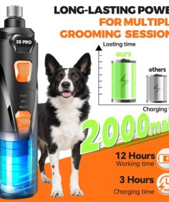 Whisper Quiet Dog Nail Grinder with 4 LED Lights, Safe & Stress-Free for Sensitive Dogs Cats of All Breeds & Sizes, 3 Grinding Bits, 3-Speed, Pet Nail Trimmers, Rechargeable...