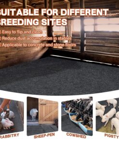 Wibeelee 4 x 6ft Horse Stable Mat Non-Slip Floor Mat,Cuttable Lightweight Mat for Horses Livestock,Durable & Water Absorbent Stable Mats,Keep Floor Dry & Clean