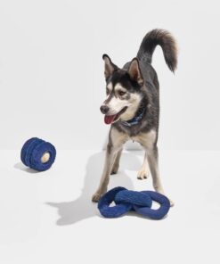 Wild One Plush Toy Kit - Chew Chain & Tennis Ball Tuft (Stylish Design & Durable Materials), Navy