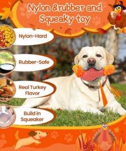 WinTour Tough Dog Toys for Aggressive Chewers, Dog Chew Toys for Large Dogs, Turkey Indestructible Squeaky Dogs Toy to Keep Them Busy
