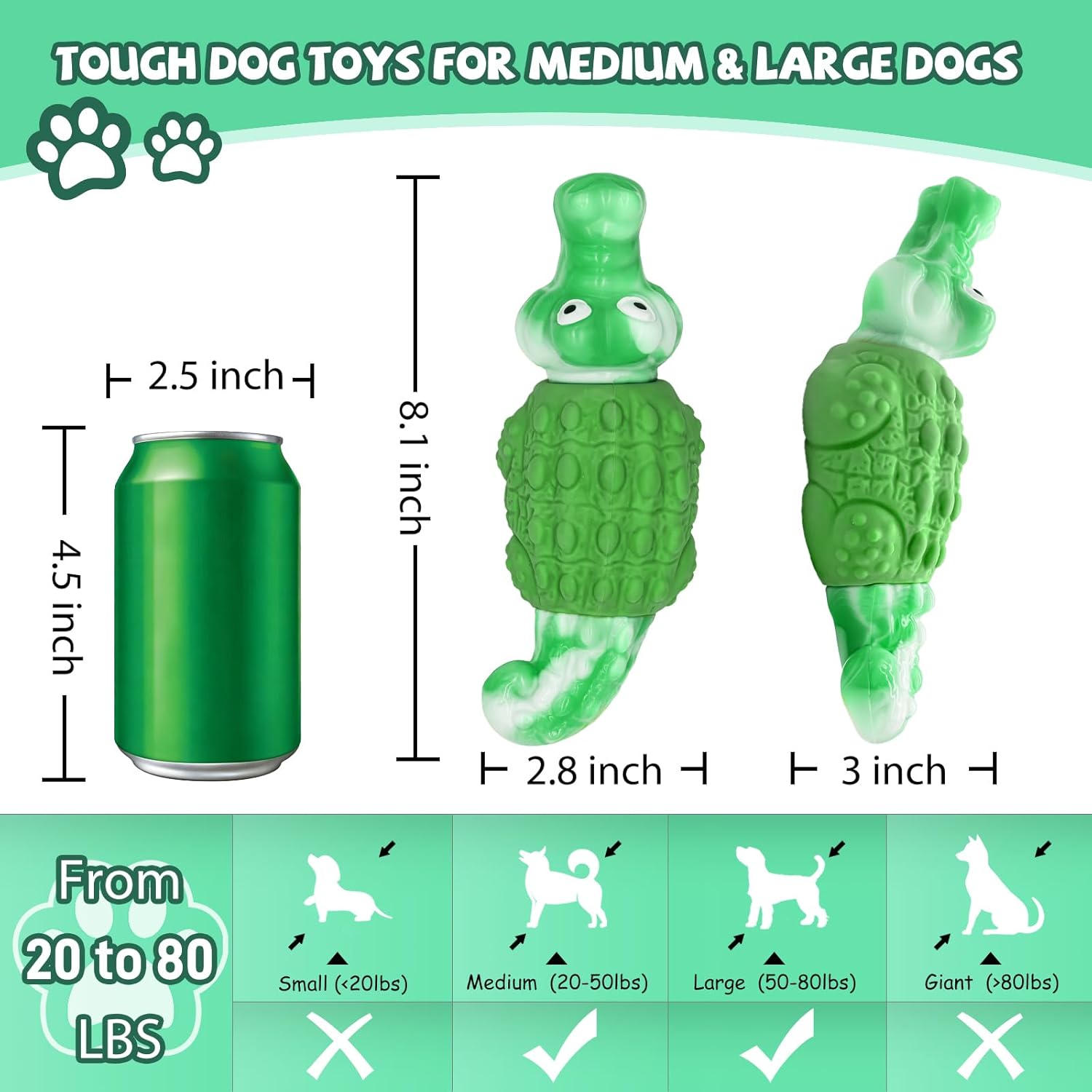WinTour Tough Dog Toys for Large Dogs, Indestructible Dog Toy for Aggressive Chewers with Squeaky, Durable Chew Toys to Keep Them Busy for Medium and Large Breeds, Interactive...