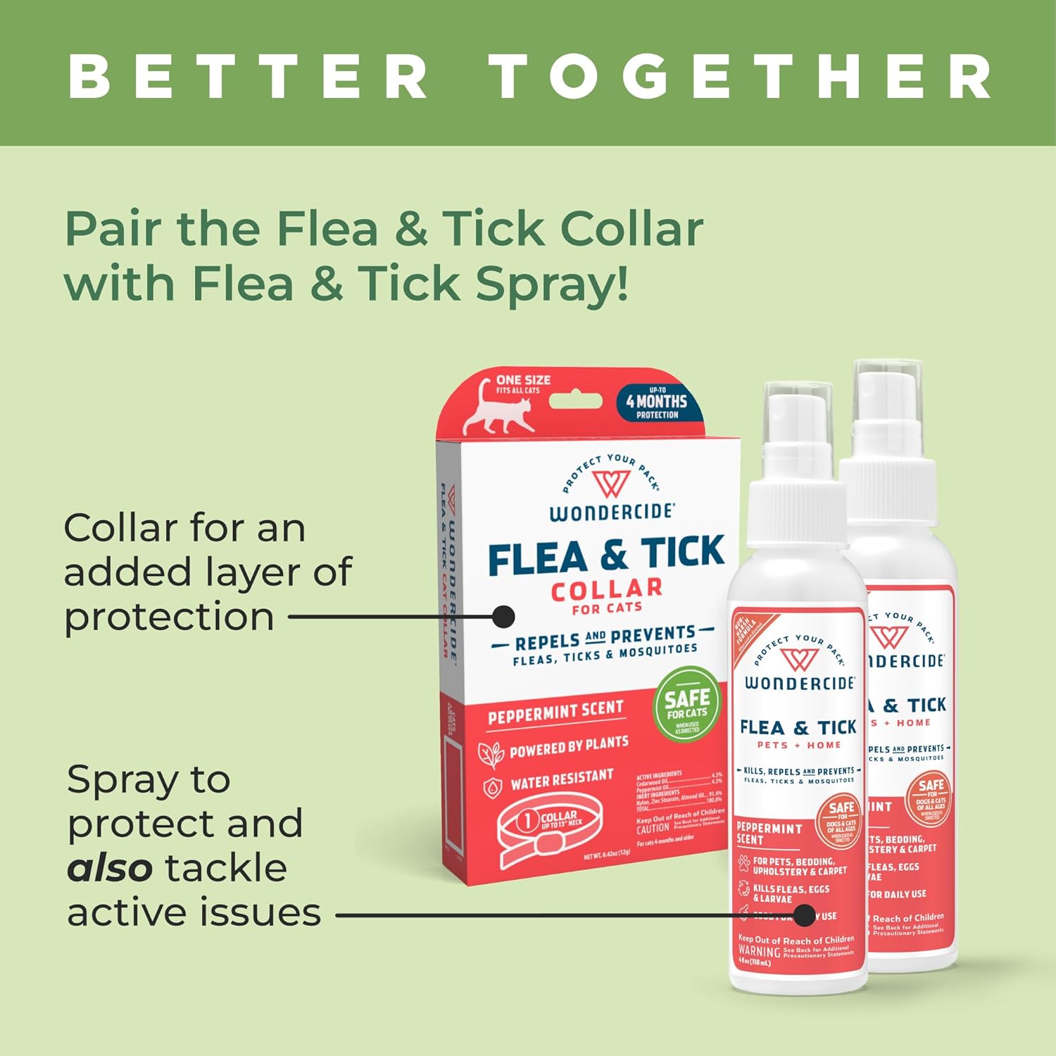 Wondercide Cat Collar - Flea, Tick, and Mosquito Repellent for Cats - with Natural Essential Oils - Pet and Family Safe - Up to 4 Months Protection