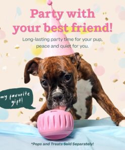 WOOF Party Pupsicle - Long-Lasting Interactive Dog Toys for Boredom - Low-Mess Design - Birthday Gifts for Dogs - Large Dog Toys - Party Pink