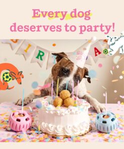 WOOF Party Pupsicle - Long-Lasting Interactive Dog Toys for Boredom - Low-Mess Design - Birthday Gifts for Dogs - Large Dog Toys - Party Pink