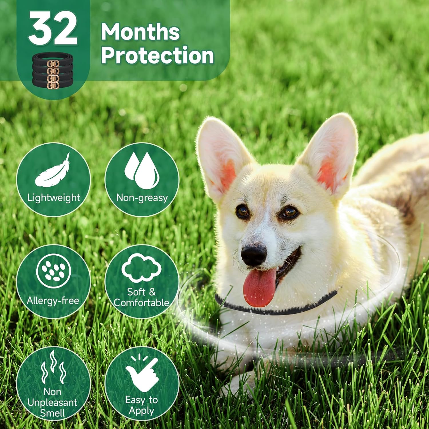 Woyamay 4 Pack Flea Collar for Dogs, Flea and Tick Prevention for Dogs, 32 Months Dog Flea and Tick Treatment, Adjustable Dog Flea Collars, Dog Flea Treatment Collar, Flea...
