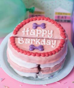 Wufers Dog Birthday Cake – Giant Shareable Happy Barkday Decorated Dog Treat, Soft-Baked 8-Piece Cookie Cake for Dogs, Made in North America (Pink - Birthday Cake)
