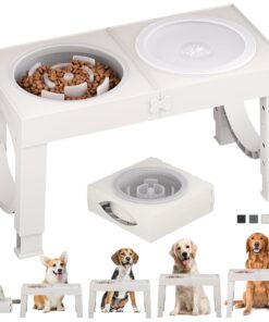 XIAZ Elevated Dog Bowls Large Breed Raised Dogs Bowl Stand Large/Medium Sized Dog Stainless Steel Food Water Bowl Stands 5 Heights Adjustable 9/11/12/14in Black Pet Feeder Dish...