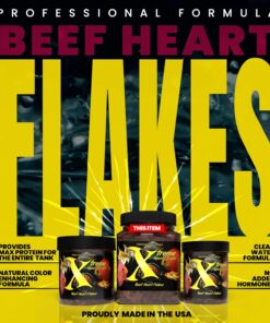 Xtreme Beef Heart Flakes - High Protein, Nutrient-Dense for Tropical & Freshwater Fish, Supports Growth, Color Enhancement, Easy Digestion - Ideal for Discus and Cichlids (3.5oz)