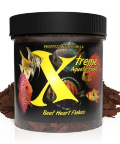 Xtreme Beef Heart Flakes - High Protein, Nutrient-Dense for Tropical & Freshwater Fish, Supports Growth, Color Enhancement, Easy Digestion - Ideal for Discus and Cichlids (3.5oz)