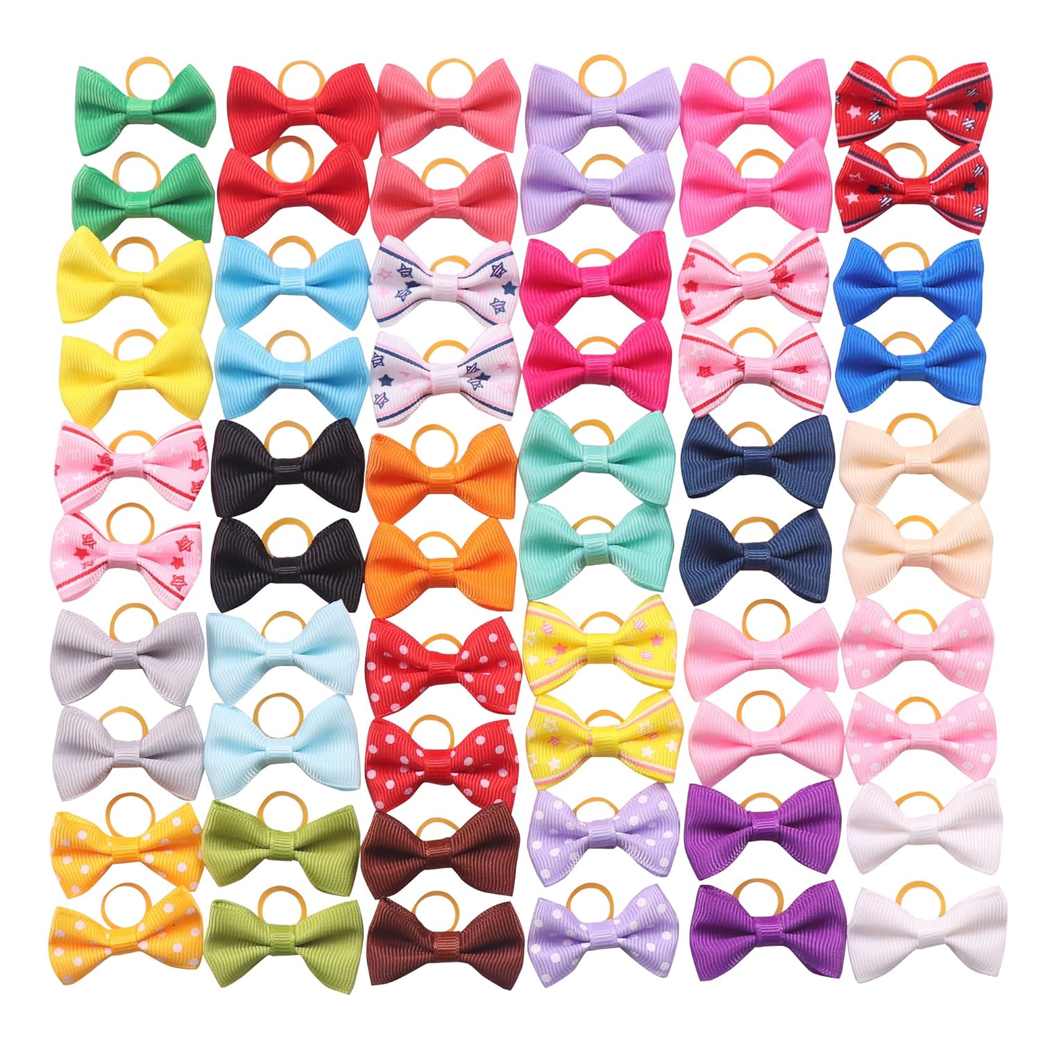 YAKA 60PCS (30 Paris) Cute Puppy Dog Small Bowknot Hair Bows with Metal Clips Handmade Hair Accessories Bow Pet Grooming Products (60 Pcs,Cute Patterns)