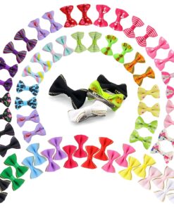 YAKA 60PCS (30 Paris) Cute Puppy Dog Small Bowknot Hair Bows with Metal Clips Handmade Hair Accessories Bow Pet Grooming Products (60 Pcs,Cute Patterns)