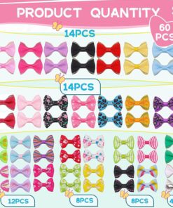 YAKA 60PCS (30 Paris) Cute Puppy Dog Small Bowknot Hair Bows with Metal Clips Handmade Hair Accessories Bow Pet Grooming Products (60 Pcs,Cute Patterns)