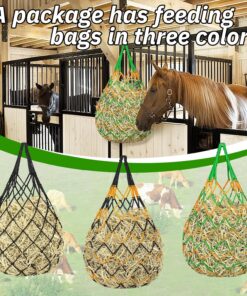 YedsIntu 3 Pcs Hay Bags for Horses, Hay Nets for Horses Goat Sheep,Goat Hay Feeder for Slower Feeding,Strong Load-Bearing Hay Bag Hanging for Horse Stable Trailer