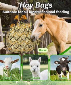 YedsIntu 3 Pcs Hay Bags for Horses, Hay Nets for Horses Goat Sheep,Goat Hay Feeder for Slower Feeding,Strong Load-Bearing Hay Bag Hanging for Horse Stable Trailer