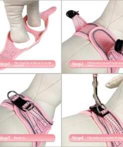 YIMEIS Dog Harness and Leash Set, No Pull Soft Mesh Pet Harness, Reflective Adjustable Puppy Vest for Small Medium Large Dogs, Cats (Pink, X-Small (Pack of 1)