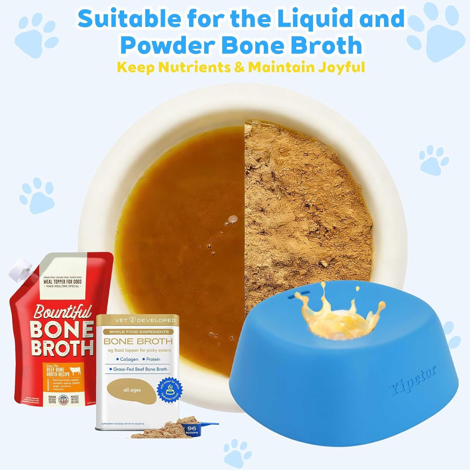 Yipetor Slow Feeder Dog Bowls for Liquid Treat, 【Enrichment Ball-Roll】 Bone Broth Dog Lick Bowl, 3/4 Cup Yogurt Pup Lick Toy for Large Medium Small Breeds Dietary...