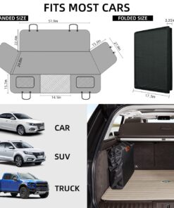 YJGF Back Seat Extender,Dog Seat Cover for Back Seat,Hard Bottom Car Seat Cover for Dogs,Dog Hammock for Car,Back Seat Pet Cover for Dogs（Grey,for Car/SUV/Small Truck）