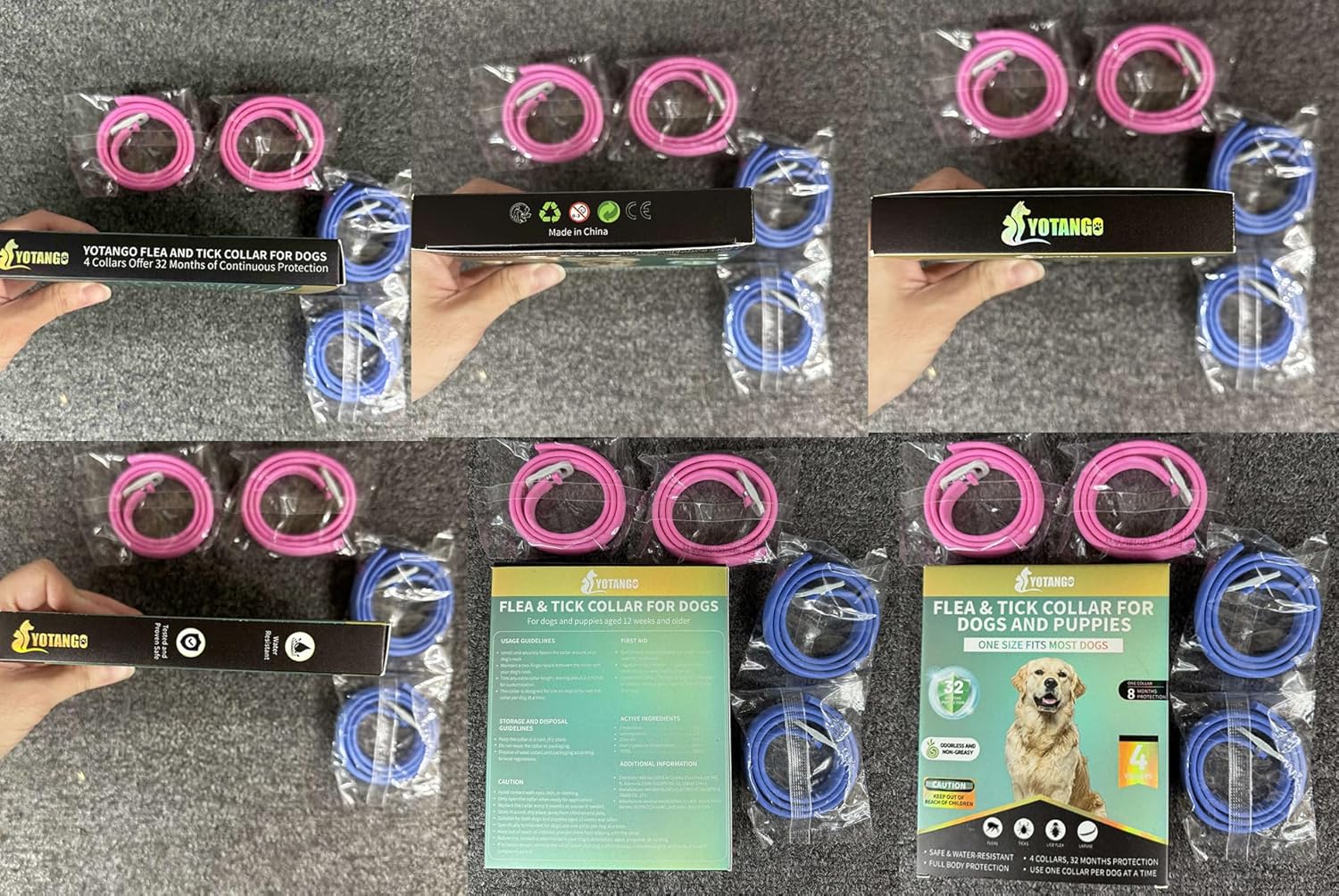 YOTANGO 4 Pack Flea Collar for Dogs, Dog Flea Collar Waterproof, 32 Months Prevention, Dog Fleas and Tick Treatment, Adjustable Fleas and Tick Protection for Dogs Puppy(Blue &...
