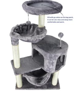 YUNIQUE Cat Tree with Cat Condo and Big Hammock, Grey