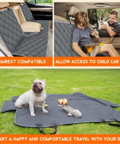 Yuntec Dog Car Cover for Back Seat Pet Protector Waterproof Bench Car Seat Cover, Nonslip Rear Seat Cover fits Middle Armrest for Most Cars Trucks SUVs - Grey