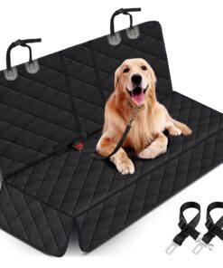 Yuntec Dog Car Cover for Back Seat Pet Protector Waterproof Bench Car Seat Cover, Nonslip Rear Seat Cover fits Middle Armrest for Most Cars Trucks SUVs - Grey