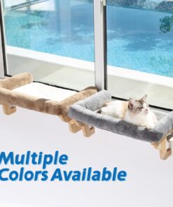 Zakkart Cat Perch for Window Sill with Bolster - Orthopedic Hammock Design with Premium Hardwood & Robust Metal Frame - Cat Window Seat for Large Cats and Kittens - Natural...