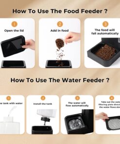 ZOMISIA Automatic Cat Feeder and Water Dispenser Set, 2 in 1 Gravity Cat Food Dispenser with 180 Degree Rotatable, Pet Self Feeding Large Capacity for Small Dogs Puppy Kitten,...