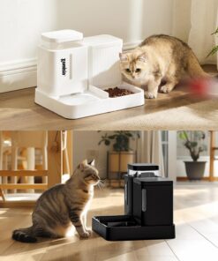 ZOMISIA Automatic Cat Feeder and Water Dispenser Set, 2 in 1 Gravity Cat Food Dispenser with 180 Degree Rotatable, Pet Self Feeding Large Capacity for Small Dogs Puppy Kitten,...