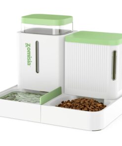 ZOMISIA Automatic Cat Feeder and Water Dispenser Set, 2 in 1 Gravity Cat Food Dispenser with 180 Degree Rotatable, Pet Self Feeding Large Capacity for Small Dogs Puppy Kitten,...