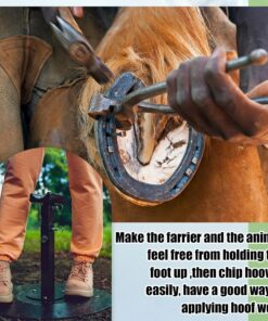 Zonon Farrier Tool-Height Adjustable Metal Hoof Stand, Horse Hoof Trimming Tools, Extra-Large Base Enhances Stability, Blacksmith Horse Farrier Stand(Black,Metal Round Base)