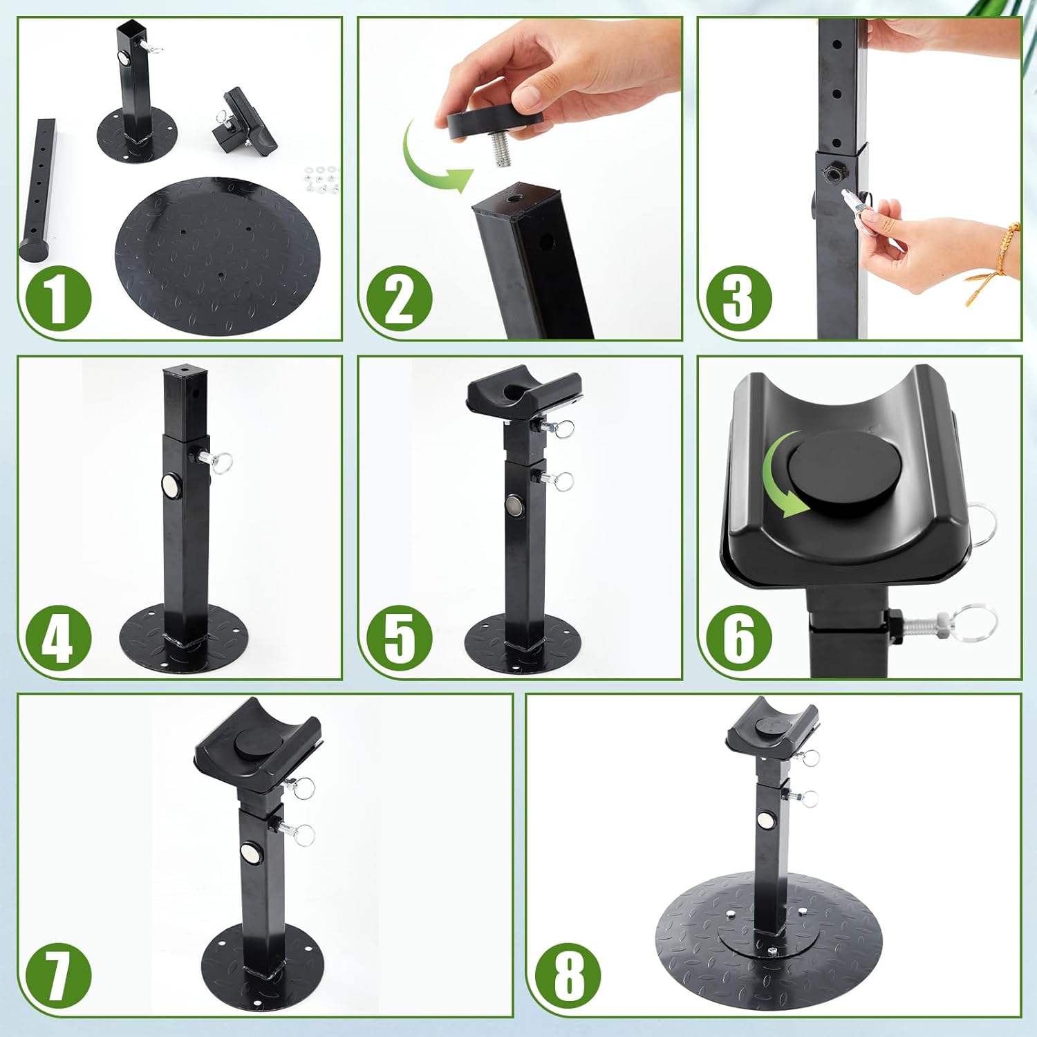 Zonon Farrier Tool-Height Adjustable Metal Hoof Stand, Horse Hoof Trimming Tools, Extra-Large Base Enhances Stability, Blacksmith Horse Farrier Stand(Black,Metal Round Base)