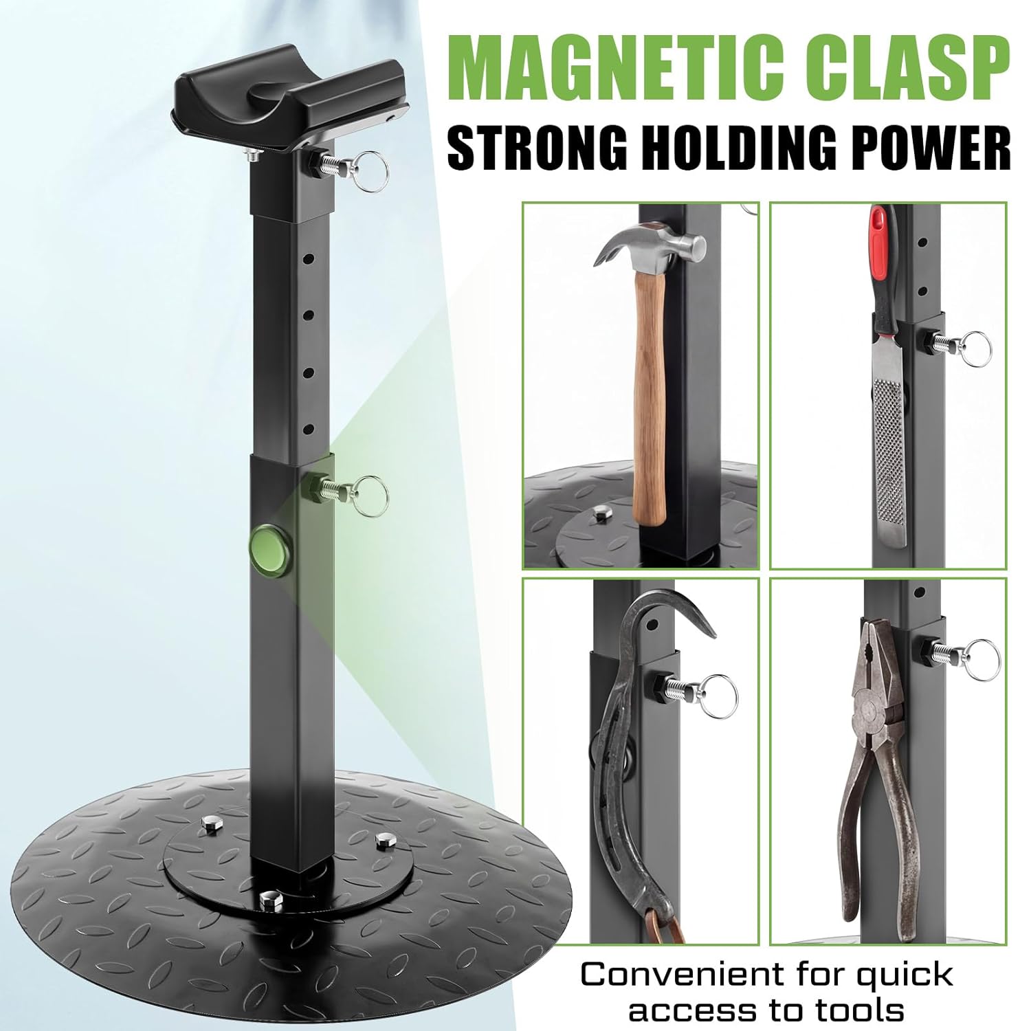 Zonon Farrier Tool-Height Adjustable Metal Hoof Stand, Horse Hoof Trimming Tools, Extra-Large Base Enhances Stability, Blacksmith Horse Farrier Stand(Black,Metal Round Base)