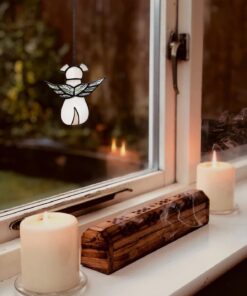 ZUAJITER Stained Glass Window Hanging Angel Dog Memorial Gifts for Loss of Dog Sympathy Gift Suncatcher, Passing Away Remembrance Memory Ornaments for Dog Lovers, Pet...
