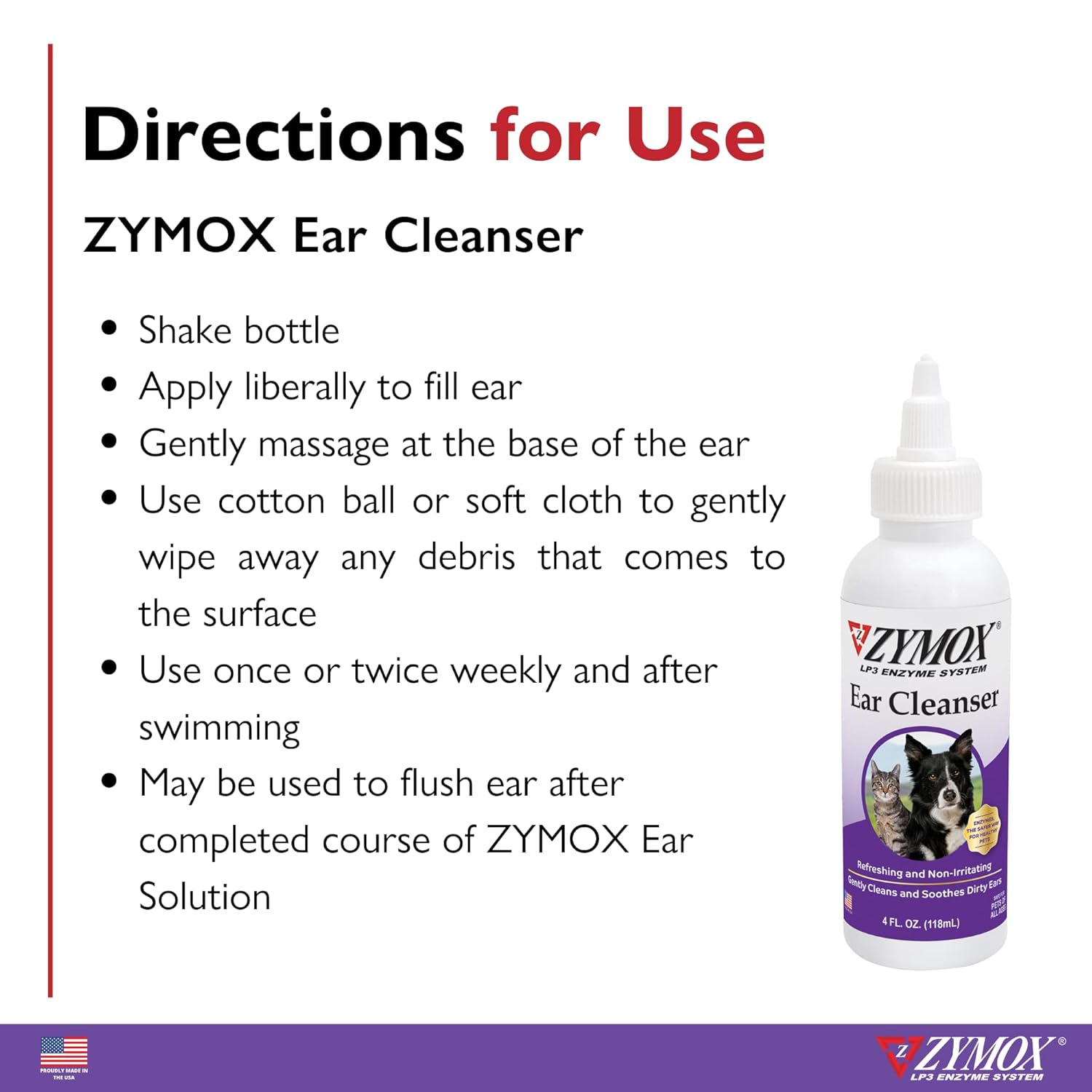 Zymox Ear Cleanser Solution for Dogs and Cats, 4oz