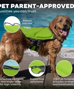 Outward Hound Dawson Swim Green Dog Life Jacket, Medium