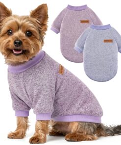 2 Pack Dog Sweaters for Small Dogs Girl Boy Winter Fleece Clothes Warm Soft Dog Sweatshirt Outfit for Dogs Cats Pet Apparel