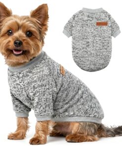 2 Pack Dog Sweaters for Small Dogs Girl Boy Winter Fleece Clothes Warm Soft Dog Sweatshirt Outfit for Dogs Cats Pet Apparel