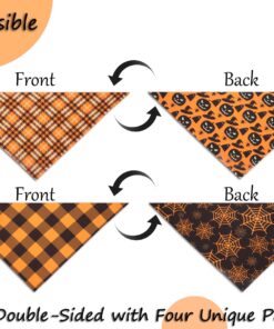 Fall Dog Bandanas 2PCS Halloween Pumpkin Spider Web Large Dogs
