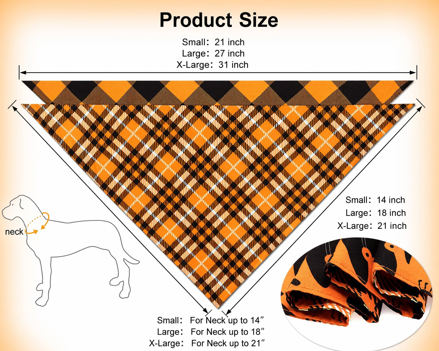 Fall Dog Bandanas 2PCS Halloween Pumpkin Spider Web Large Dogs